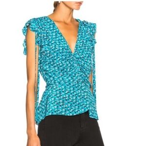 Veronica Beard Blue Floral Blouse